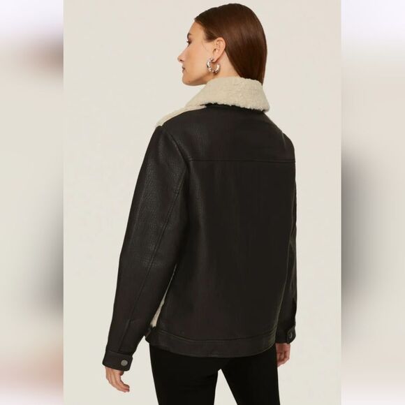 Peter Som Sherpa Leather Jacket Size 6 - Picture 2 of 9